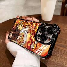 Funda de Teléfono Anime R-Rengoku Kyoujurous Compatible con 17 16e 16 15 14 13 12 11 Pro X XR XSMAX 8 Plus Anticaída Transparente Cubierta Trasera Suave, Funda Antigolpes,Diseño de Anime,Material Duradero,Diseño Impreso con,Fans del Anime,Usuarios de iPhone17 17promax - Negro - Ver 1