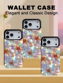 1PC Luminescent Flower Pattern Phone Case, Dreamy Artistic Style Design, Spring Inspired Motif, TPU+PC Dual-Layer Material, Handcrafted Custom, Premium Fashionable, Faux Leather Flip Wallet Case With Card Slots, Compatible With IPhone 17/16/15/14/13/12/X/PLUS/PRO/PROMAX, Galaxy S25/S24/S23/S22PLUS/Ultra, Waterproof Shockproof Scratch Resistant - Pink - View 6