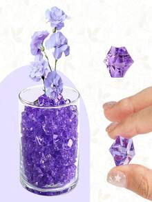 Blue Acrylic Gemstone Vase Filler Fake Ice Cubes Plastic Diamond Fake Crushed Rocks Decorative Item For Party Tables, Wedding Decoration Accessories