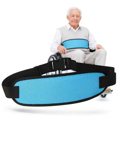 Correa para Silla de Ruedas Ac | Cinturón Ajustable para Adultos Mayores, Pacientes y Movilidad Reducida | Nylon Transpirable con Hebilla Firme – Negro y Azul