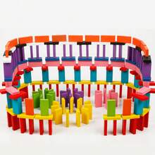 480pcs Colourful Dominoes Wooden Building Block Kits Stacking Racing Game Building Board Game Family Play Racing Educational Toys Christmas Birthday Gift - Multicolor - View 6