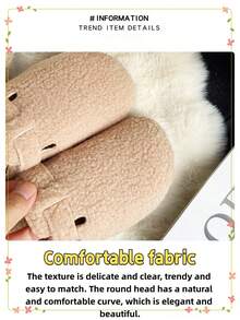 2 piezas Pantuflas planas con forro esponjoso para mujer, Sandalias sin respaldo suaves y peludas, Pantuflas cómodas y mullidas para interiores y exteriores en invierno - Caqui - Ver 3