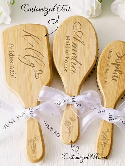 Personalized Wooden Bridesmaid Hair Combs, Custom Name Hair Brush, Wedding Party Gifts, Bridal Shower Favors, Anniversary Gift For Her Anniversary, Bridesmaid Wood Comb, Commemorative Combs, Bridesmaid Gift, Hair Brushes, Custom Hair Brushes, Best Woman Proposal, Wedding Party Gift, Bridesmaid Hair Comb, Bridesmaid Proposal, Bridesmaid Gifts, Wooden Comb, Gift For Mom