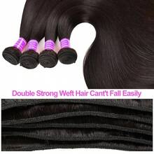 DStraight Bundles Human Hair 24 26 28 30 Inch 4 Bundles Straight Hair 10A Double Weft Hair Extensions For  100% Unproced Virgin Human Hair Weave Natural Black - 4捆 - 查看 6