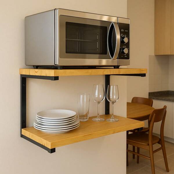 Prateleira Industrial Nicho Suporte De Microondas Forno Impressora Videogame 40cm Preto