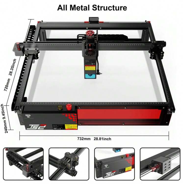 -TS2 160W CNC Laser Engraver, Cutting And Engraving Machine, Integrated Overhead Assist, App Control, Compatible With Offline Printing, 410x410mm - TS2-20W - 查看 4