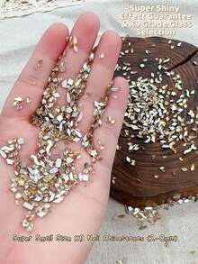 KIRAME 50cs/100pcs/300pcs Super Sparkly Mixed Shapes 2-6mm Flatback Champagne Rhinestones For Nails,DIY Nail Art At Home,Nails Salon,Nail Supplies,Christmas Nails,New Year,Festival Gift