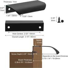 Black Edge Cabinet Handles, Kitchen Cabinet Handles, Drawer Handles, Modern Aluminum Hidden Pull Handles, Suitable For Wardrobe Doors, Matte Black - Black - View 6