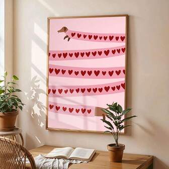 1PC Dachshund Heart Art Posters Cartoon Style Wall Decoration Unframed Canvas Printing Home Decoration Hanging Pictures Room Decoration Murals Suitable For Living Rooms Bedrooms Bathroom Kitchens Dining Rooms And Offices Gallery Art Canvas Wall Arts Perfect Festival Gifts Festival Party Decorations Wall Decorative Paintings Valentine's Day Poster Winter Posters