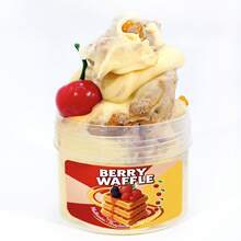 6oz Arcilla DIY hecha a mano Slime, diseño con tema de gofre, suave y burbujeante, juguete antiestrés estirable - Beis - Ver 5