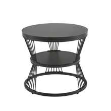 (Original SKU = WF300417BAA) Modern Coffee Table, Coffee Table Set, High Gloss Marble Top, Sofa Side Table, Round Coffee Table, Set Of 2, Black Frame - Black - View 8