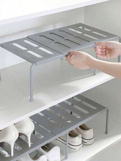 1 st/2 st enfärgad avtagbar expanderbar skohylla, förvaring av plast för skor och tofflor, platsbesparande, lämplig för kök, vardagsrum, studentrum. Kan placeras i entrén, under sängen, badrum, garderob. Förstärkt expanderbar skohylla.