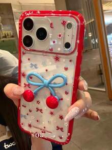 蝴蝶结、星星、樱花图案亚克力透明手机壳，兼容 17 Pro Max、16 Pro、17、15、14、13，适合女性使用。 - 無色 - 查看 1