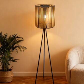 1pc Handmade Rattan Vertical Solar Lamp, Rattan Solar Metal Tripod Lantern, Rustic Floor Candle Lantern, Christmas Outdoor Decor, Suitable As Christmas Gift For Family And Friends, Perfect Choice For Christmas Souvenirs, Adding Natural And Warm Atmosphere To Indoor/Outdoor Spaces, Versatile For Party, Camping, Garden, Patio, And Pathway Decoration