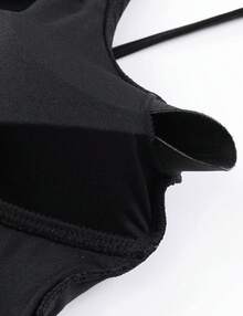 Traje de Baño de Una Pieza para Mujeres, Diseño de Control Completo de Abdomen, Color Sólido - Negro - Ver 5