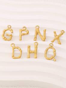 3件套不锈钢字母吊坠配件，18K镀金A-Z字母吊坠，适用于DIY珠宝制作材料及配件