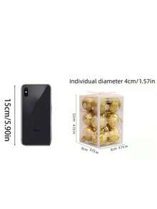 40毫米/1.57英寸迷你圣诞球装饰品，12件套防碎圣诞装饰球，装饰圣诞树球 - 24克拉（1.57英寸），金色、银色、红色、灰色、深夜蓝、香槟金、勃艮第红、玫瑰金、橄榄绿，圣诞装饰，冬季房间装饰，圣诞家居装饰，圣诞礼物，圣诞装饰品 - 彩色 - 查看 3
