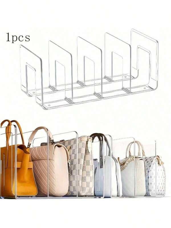 1 Stück Kunststoff Handtaschen Organizer für den Kleiderschrank - 4-Fach Klare Acryl Handtaschen & Datei Aufbewahrung Trennwand, Multifunktionale Schreibtisch Regalwand Lösung, Verstellbares Mehrebenen Ausstellungsregal für effiziente Accessoire Organisation