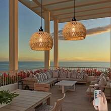 Battery Operated Hanging Outdoor Chandelier, Battery Power Pendant Light, Gazebo Lights Outdoor Waterproof, For Gazebo, Pergola, Porch, Patio, Indoor Outdoor Decor Lighting - Brown - View 13