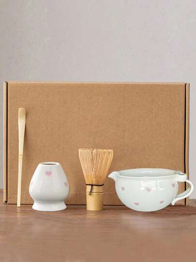 1件/3件/4件抹茶套装，陶瓷材料，DIY抹茶制作工具，抹茶碗，抹茶刷，抹茶杯，打蛋器，茶匙，茶碗套装，甜点和饮料制作工具套装，日式礼盒抹茶套装，宋代抹茶打蛋器工具套装，抹茶拿铁，抹茶椰子