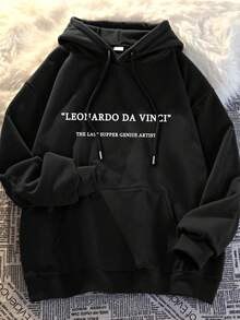 纯黑色连帽羊毛套头衫 - 黑色 - 查看 2