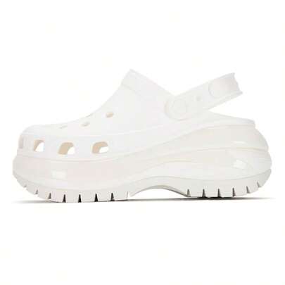 Crocs Sandalias cómodas de moda unisex, zuecos clásicos de onda ligera de estilo casual deslizante, sencillas chanclas blancas 207988-100
