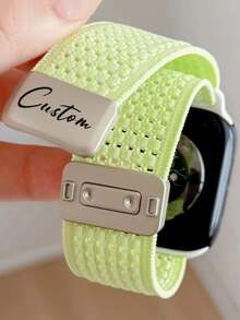 [Customized] Personalized Custom Name Y2k Cute Nylon Stripe Magnetic Breathable Strap Compatible With Watch Band Ultra S11 S1042mm 46mm 49 41 45 42 40 44mm Elasticity Band Compatible With Iwatch S11 10 9 8 SE 7 6 5 4 3 2 1 - A - View 12