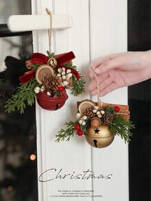 Campana de Navidad, Cuerno, Lazo, Piña, Campana Mixta Adorno, Decoración del árbol de Navidad Colgante, Ventana, Decoración del Tirador de la Puerta, Decoración Navideña, Regalo de Navidad, Adecuado para la Decoración del Hogar Navideño, Ambientación Navideña, También se Puede Regalar a Amigos - Multicolor - Ver 12