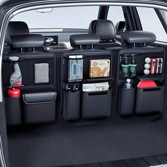 45*33cm Premium SUV Trunk Organizer Bag | Foldable Adjustable PU Leather Multi-Compartment Storage Bag | Suitable For Sedan/Car Interior