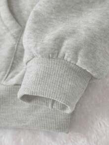 Sudadera con capucha femenina abrigada, holgada y versátil con estampado de cerezas, ideal para vacaciones y viajes - Gris - Ver 4