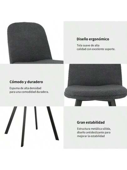 Rayon Cloth Flocking Chenille Dining Chairs Channel Kitchen Dinner Stoel Comfy Fabric Upholstered Accent Room Golden Stainless Steel Plating Legs,Set Of (Black), DE1647BK view 5