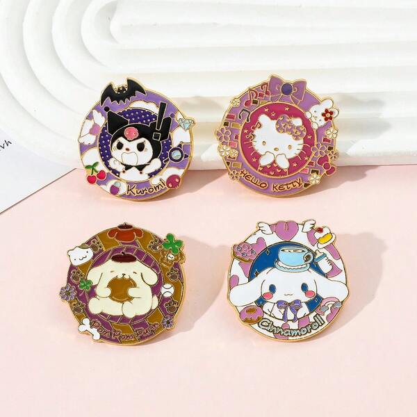Insigne anime Sanrio Hello Kitty Kuromi Cinnamoroll Pom Pom Purin broșe Kawaii emailate ace de rever pentru rucsac cadou