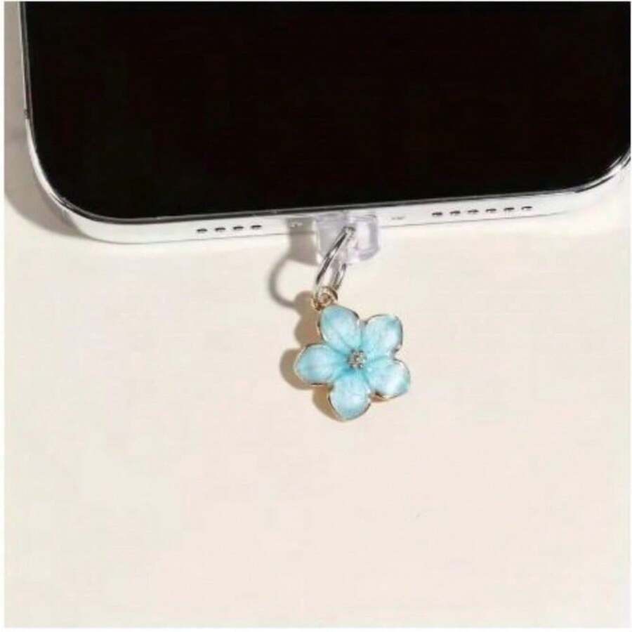 Pearlescent Alloy Dripping Cherry Blossom Mobile Phone Dust Plug Pendant DIY Mobile Phone Charging Port Dust Pendant Small Gift