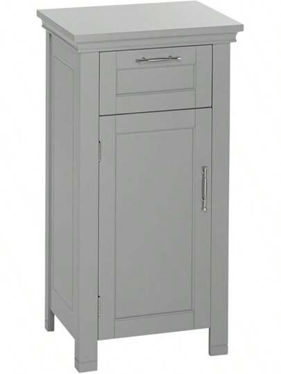 RiverRidge Somerset Single Door Bathroom Storage Cabinet With Drawer And Adjustable Shelf Easy-Slide Drawer Bathroom Storage Organizer Floor Cabinet