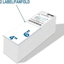 9527 Producto Fanfold 4 X 6 Etiquetas Térmicas Directas Blancas Perforadas para Envíos, 500 piezas por pila, 1 pila - ColorF - Ver 3