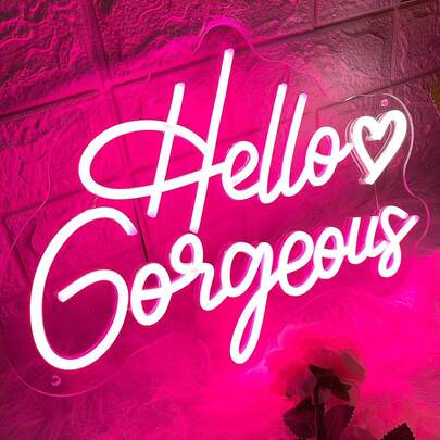 "Hallo Schöne" LED Neon Wandleuchte - dimmbar, USB betrieben, mehrfarbig für Geburtstag, Verlobung, Hochzeit & Schönheitssalon Dekoration