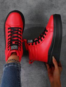 Women's 2025 New Simple Classic Front Lace-Up Casual Sports Outdoor High-Top Sneakers, Versatile Casual Sneakers, Fashion Sports Shoes For Women, Students, Outdoor Hiking, Suitable For All Seasons, High Platform Thick Sole Sneakers