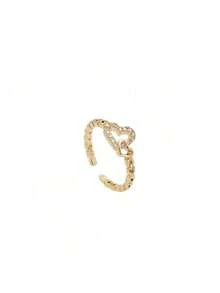 Heart-Shaped Ring With Interlocking Love Elements Fashionable And Unique Versatile And Adjustable Double-Layer Open-Style Ring Luxurious Yet Affordable Elegant And Sophisticated - háng - Xem 5