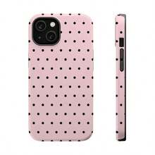 Polka Dot Phone Case - Stylish Tough Cases For IPhone, Cute Gift For Her,  Phone, Pink & Black DesignRetro Fashion Simple Cute Phone Case,Valentine's Day Gift,Holiday Gift - 款式1(1件) - 查看 2