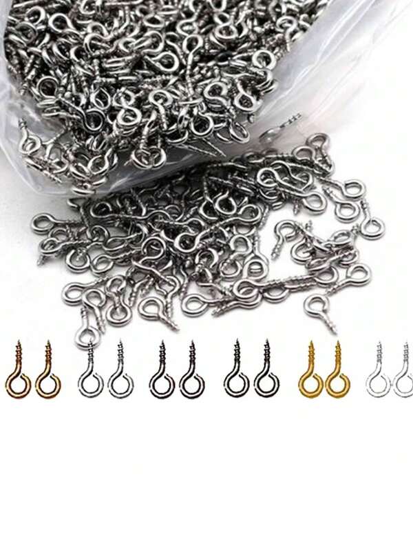 300pcs 4x8mm Mini Screw Eye Pins Metal Eye Pins Hanging Hooks Screw Eyelets For Jewelry DIY