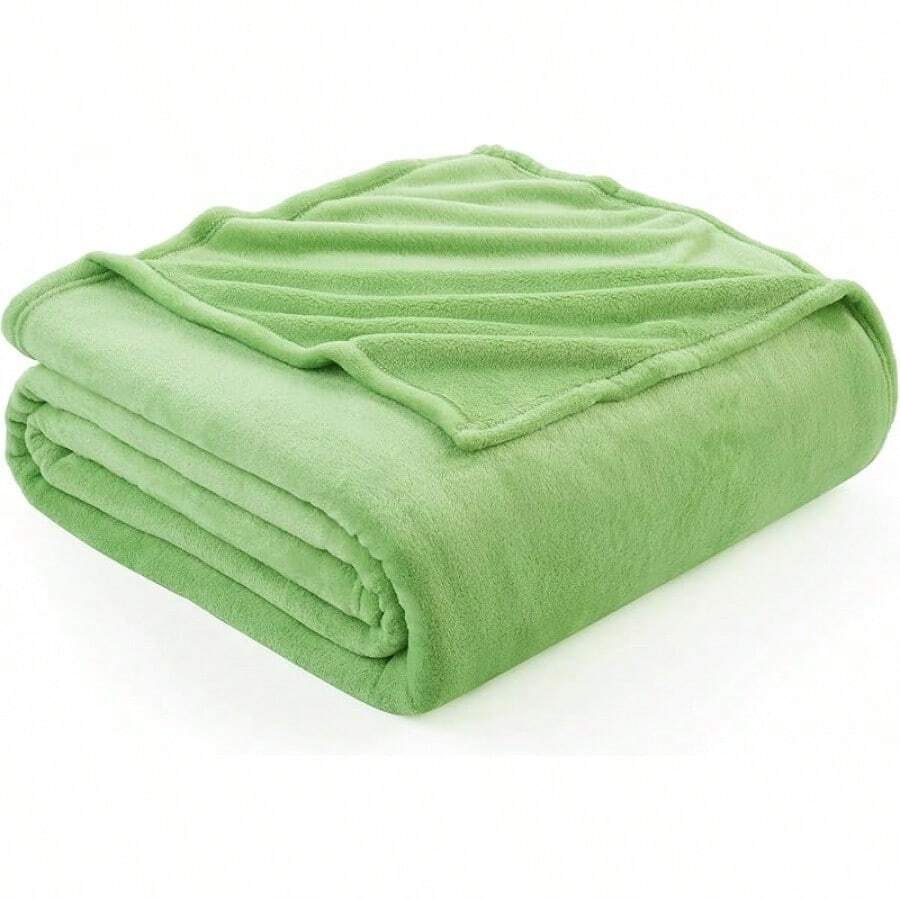 Sofa Blanket Living Room Cover SetFleece Blanket Twin Size, Soft Cozy Twin Blanket, Fuzzy Flannel Blanket Bed, Sofa, Couch, Travel, Camping, 60 X 80 Inches - 草綠色 - 查看 1