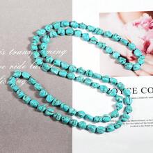 8mm Round Natural AmazoniteIrregular Turquoise Long Beaded Necklace Wrap Bracelet Handmade Gemstone Jewelry Women Men - Ngọc lam không đều-47" - Xem 7