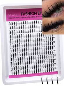 10-20mm Long Pointed Lash Clusters, D/DD Lower Lashes, 240pcs Set, Thick Individual Lashes, DIY Pointed Lash Extension, Cartoon Style Cluster Lash Extension, Mink Fur Strip Lashes, Densely Packed. - D - 查看 2