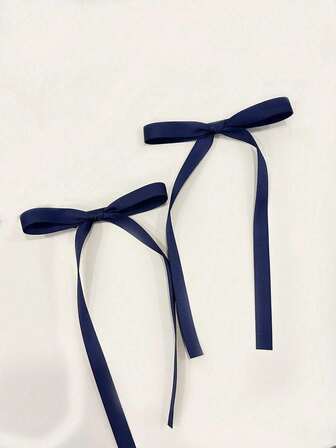 2个芭蕾舞风格长蝴蝶结发夹，时尚可爱，适合各种场合，包括爪夹、发夹、发卡、发卡、发饰，冬季女士装扮，蝴蝶结