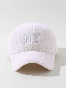 1 szt. Damska haftowana czapka baseballowa z polaru NY Teddy, regulowana, chroniąca przed słońcem, codzienna czapka odpowiednia na wiosnę/jesień, podróże, plażę, unisex, styl Y2K - Czapka baseballowa - Zobacz 4