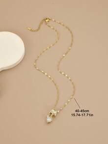 1 件时尚方晶锆石几何不锈钢女士项链，适合日常佩戴，饰有海星、贝壳、足迹、八瓣花、蝴蝶、莲花、八角星、向日葵、硬币徽章，金色珠宝，高品质镀金项链，女士黄金配饰，万圣节礼物，圣诞节礼物 - 白色愛心 - 查看 3