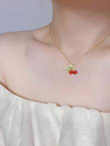 10 pezzi di ciondoli a forma di ciliegie rosse, piccoli e carini, perline di vetro a forma di frutta, ciondoli in acrilico con perline, con anello per orecchini, bracciali, collane, creazione di gioielli e artigianato fai-da-te