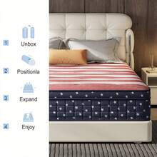 10"12"14" Queen Mattres Twin Full Queen King Size Bed Mattress In A Box, Hybrid Pocket Spring Breathable Cotton Layer Mattress For Motion Isolation & Silent Sleep, Lumbar Support & Pressure Relief, Medium Firm - 黑與白 - 查看 10
