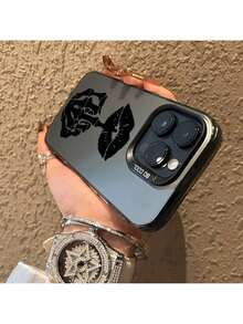 Kompatibel mit iPhone 17 Pro Max 16 Plus 15 14 13 12 11 Air E Totenkopf Hand Lippen Tattoo Langlebige Stoßfeste Kratzfeste PC Schutzhülle - Schwarz - Übersicht 6
