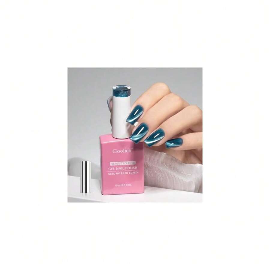 Glass Cat Eye Gel Nail Polish, 0.5 Fl Oz HEMA & TPO Free Turquoise Blue Holographic Glitter Shimmer Magnetic Gel Polish With Magnet Soak Off UV LED Nail Art Design Manicure Salon{Inchcolor_nameinch:InchCatEye-JellyGlassTurquoiseinch} - CatEye-JellyGlassTurquoise - Xem 1